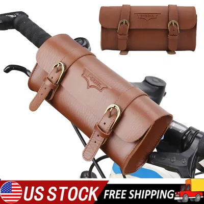 Bicycle Seat Bag Vintage Bike Saddle Tail Bag Pannier Cycling Pouch Leather • $14.29