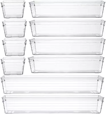 Clear Plastic Acrylic Drawer Organizer Storage Tray For Vanity Cabinet Set Of 10 • $15.48