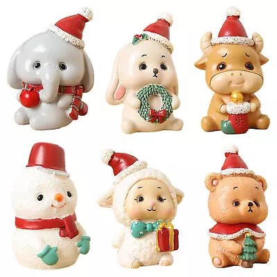 Miniature Resin Animal Christmas Figurines Festive Home Tables Desk Decorations • $12.63