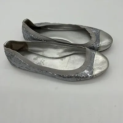 $24.97 • Buy Coach Dashing Silver Sequin Ballet Flats 8.5B