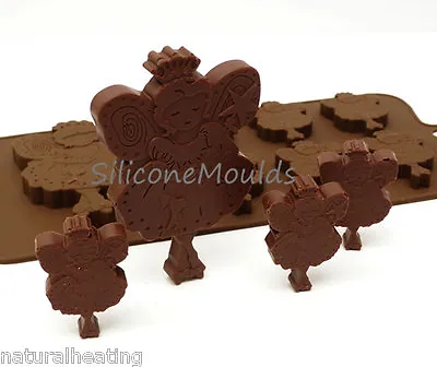 6+1 FAIRY FAIRIES GIRLS Chocolate Silicone Bakeware Mould Candy Cake Mold Tin • £5.99