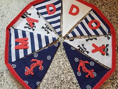 Personalised Bunting- Blue Red Nautical & Anchors-  £1 Per Flag Free P&p • £1