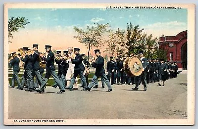 Great Lakes Marching Band Escorts Sailors Out For Sea Duty~Bass Drum W/Picture • $14