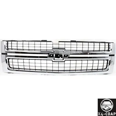 For 07-10 Chevy Silverado HD Chrome Grille With Black Insert Fit GM1200608 • $199.15