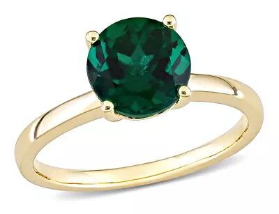 1.85 Carat (ctw) Lab-Created Emerald Solitaire Ring 10K Yellow Gold • $349