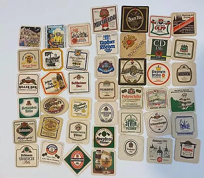 VINTAGE European & German CARDBOARD BEER COASTERS Lot Of 43 Unique Collectibles • $19.99