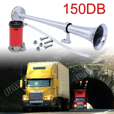 New! 150db Truck Mega Train Single Trumpet Air Horn Kit W DC 12V Compressor  • $32.01