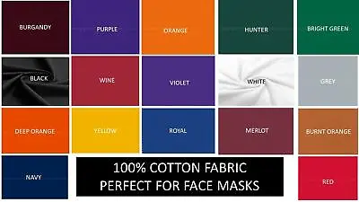 Solid Cotton Fabric-100% Cotton For Face Masks Quilting Crafting-FULL YARDS • $14.99