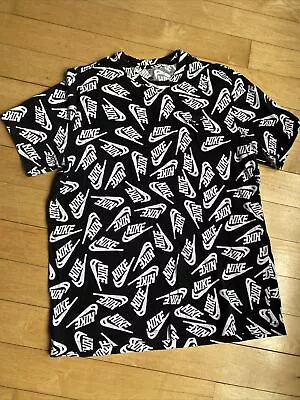 The Nike Tee Shirt Mens Large Black Monogram Print Regular Fit Short Sleeve • $8.99