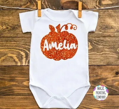 £5.99 • Buy Personalised  Pumpkin Costume Baby 1st Halloween Vest Bodysuit Outfit T-shirt 