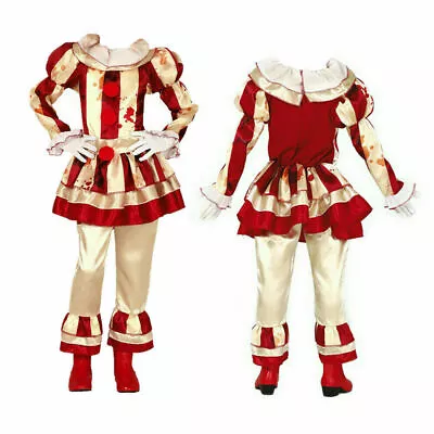 Kids Halloween Killer Clown Costume Children Circus Fancy Dress Boys Girls UK • £11.66