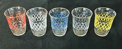 Vintage Harlequin X5 Frosted Juice Tumblers Glasses Mid Century • $25