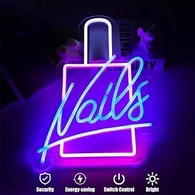 Nails Neon Sign LED Polish Light Up Signs Wall Decor Girly Room Salon Decor • $53.99