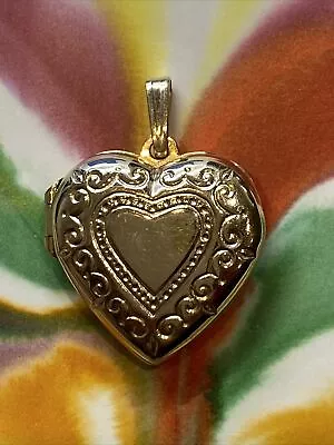 Vintage 14K Yellow Gold Heart Locket Charm Or Pendant • $283.24