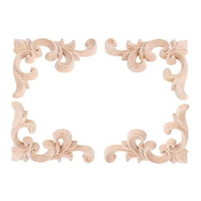 $14.92 • Buy MUXSAM Decorative Wood Appliques 2-Pair Unpainted Wooden Carved Flower Corner...