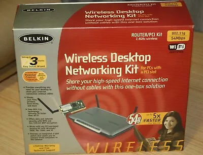 Belkin Wireless Desktop Networking Kit Router PCI Kit B5Dau032 - New • $39.99