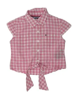 TOMMY HILFIGER Baby Girls Front Tie Short Sleeve Shirt 18-24 Months Pink QR05 • £13.53