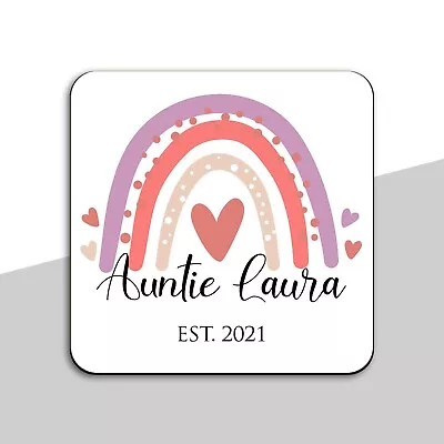 Personalised Auntie Aunty Name Wooden Drinks Coaster Mat Raindow Gift Idea • £4.50