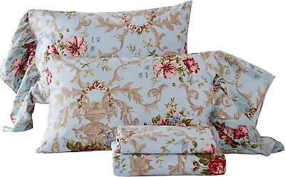 Floral Bedding Shabby Blue Bed Sheet Set Vintage Luxury Bedding Collections Ruff • $162.99