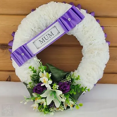 Ring Funeral Flowers Artificial Tribute Wreath Silk Memorial Mum Nan Sister • £22.75
