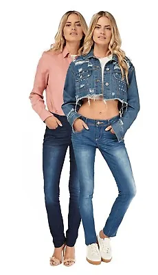 £7.99 • Buy Ladies Low Rise Skinny Jeans Strech Mid Blue Sand Wash Denim Jeans J115