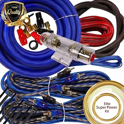 Complete 4 Channels 2000W 4 Gauge Amplifier Installation Wiring Kit Amp PK3 Blue • $38.99