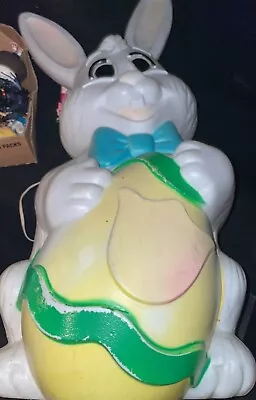 Vintage SUN HILL 28” Blow Mold Easter Bunny Rabbits W/ Bowtie & Egg • $50