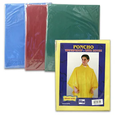 2 Pc Adult Rain Poncho Reusable Rain Hooded Rain Coat Outdoor One Size Fits All • $6.89