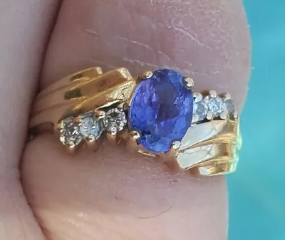 LeVian 14k Honey Gold Tanzanite & Diamond Ring (3.9g). Size 6.75 (OGJ2106) • $389.99