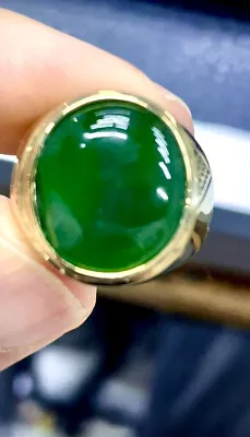 Gia Certified 9 Cts Natural Green Burma Jadeite Jade Type A In 10k Gold Ring • $1.55