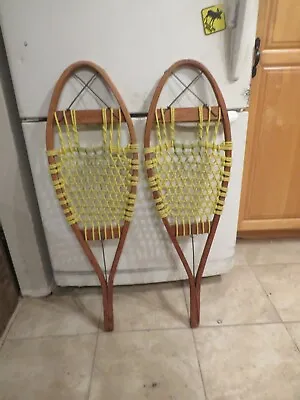 Vintage   Wooden Snowshoes Size  36 `` Long By  11` Wide  Chalet Decor   3643 • $34.99