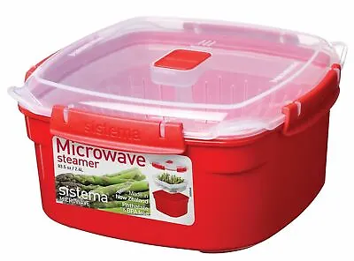 Sistema Microwave Steamer & Basket Medium 2.4L Cook Lunch Dinner Container Food • £10.99