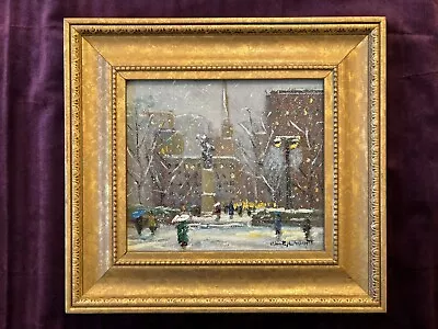 Christopher Willett New York City Central Park Snow Scene 7 X 8” Oil Painting • $1300