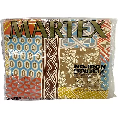 Vintage Martex Twin Flat Sheet Boho Babuka Cloth Cotton Blend Bedford Stuyvesant • $29.99