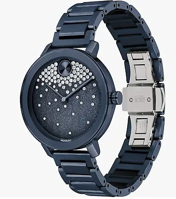 Movado Bold Evolution Crystal Accent 34mm Blue Dial Women's Watch 3600706 • $355