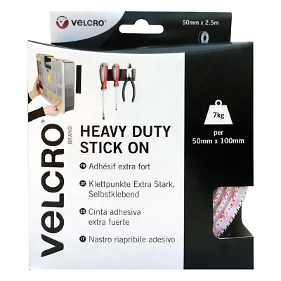 VELCRO® Brand Heavy Duty ULTRA-MATE Stick On Self Adhesive Tape 50MM Black White • £3.49