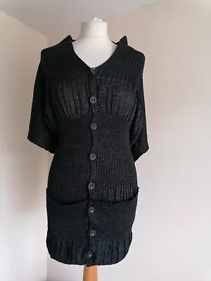 Crea Concept Grey Shimmer Knit Cardigan Bolero UK 12 • £25.50