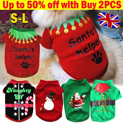 Pet Christmas Clothes Puppy Dog Jumper Mini Yorkie Cat T Shirt Outfit XmasGifts • £1.97