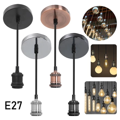 £8.19 • Buy Hot Light Pendant Fitting Ceiling Rose E27 Suspension Set 5 Colours Light Base