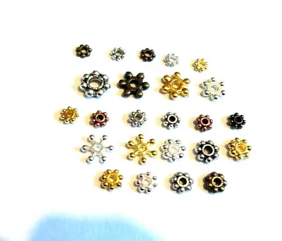 £1.79 • Buy 100 X Various Size & Colour Tibetan Daisy Snowflake Spacer Beads FREEPOST UK