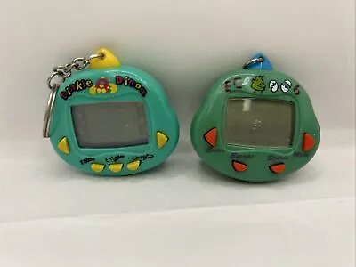 Dinkie Dino Raku Raku DinoKun Virtual Pet TK-910 Tamagotchi 2x Vintage Untested • $23