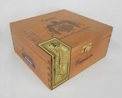 A Fuente Exquisitos Maduro Empty Wooden Hinged Brown Cigar Box Dominican • $18