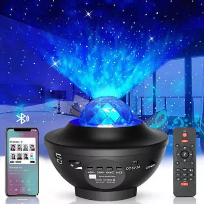 Galaxy Projector Night Light Starry Star Moon Bluetooth Music Lamp W/ Remote _ • $8.29