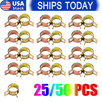 25/50PCS 12mm 1/4  Fuel Line Clamps For 1/2 Hose Universal Spring Action Clamps • $8.99