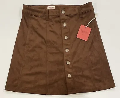 Mossimo Supply Co Brown Faux Suede Snap Front A-Line Mini Skirt | Size 6 NWT • $8.99
