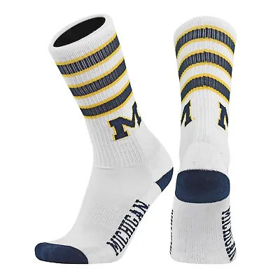 TCK Elite Michigan Wolverines 3 Stripe NCAA Licensed Mid Calf Sock (6-9) • $3.99