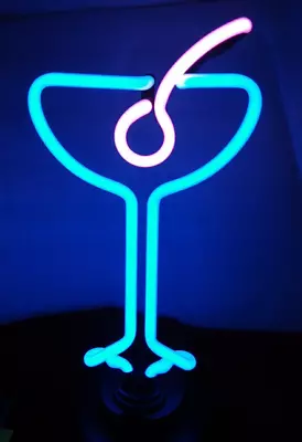 Neon Martini Glass With Cherry Wall Or Table Lamp 14  Tall • $40