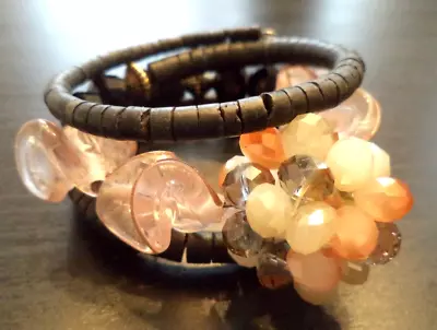 Stunning Vintage Estate Flower Glass Beaded 6 1/4  Wrap Bracelet!!! 1567n • $0.99