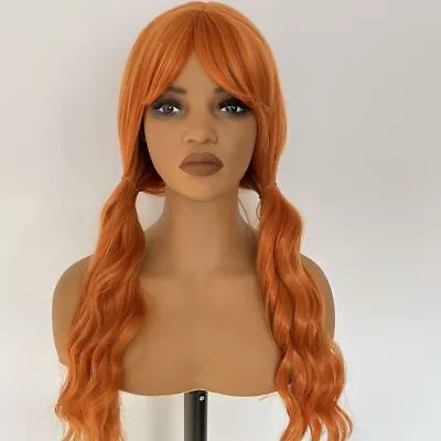 Synthetic Wig Rose Net Cap Long Wavy Orange Heat Resistant Synthetic Hair • $19.99