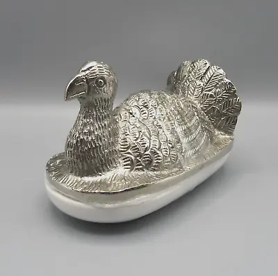Object D’arts Turkey Covered Butter Dish Metal Lid & Ceramic Tray Thanksgiving • $57.98